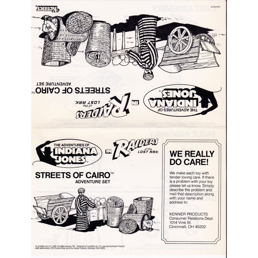 1982 Kenner Indiana Jones Streets of Cairo Instructions Raiders Lost Ark